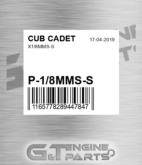 P-1/8MMS-S X1/8mms-s for CUB CADET