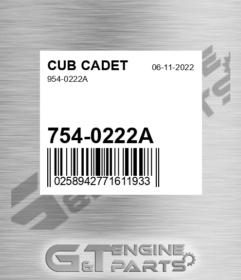 754-0222A 954-0222a for CUB CADET