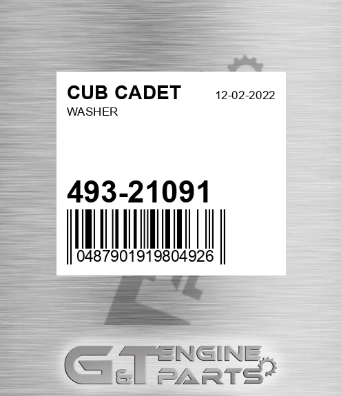 493-21091 Washer for CUB CADET