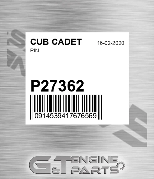 P27362 Pin for CUB CADET