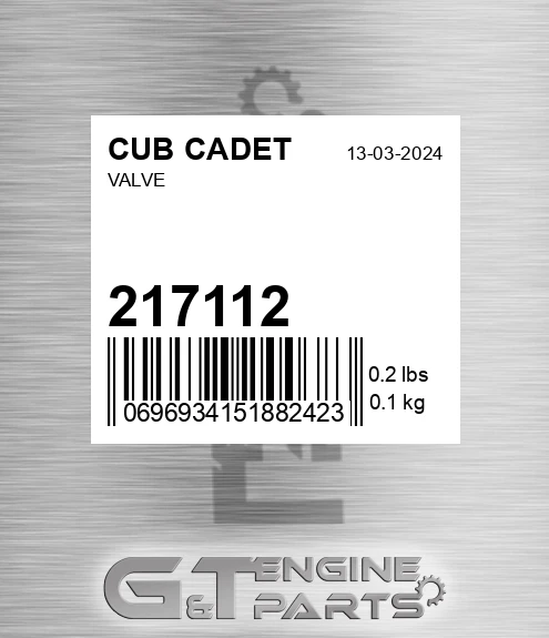 217112 Valve for CUB CADET