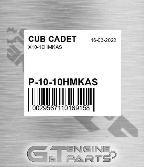 P-10-10HMKAS X10-10hmkas for CUB CADET
