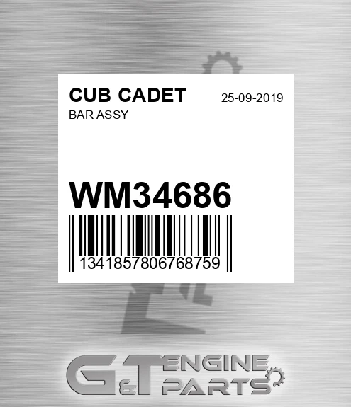 WM34686 Bar Assy for CUB CADET