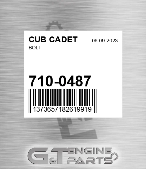 710-0487 Bolt for CUB CADET