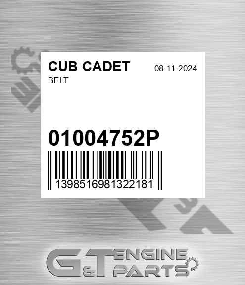 01004752P Belt for CUB CADET