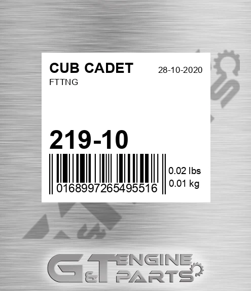 219-10 CUB CADET Fttng
