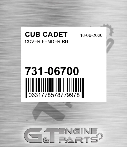 731-06700 Cover Femder Rh