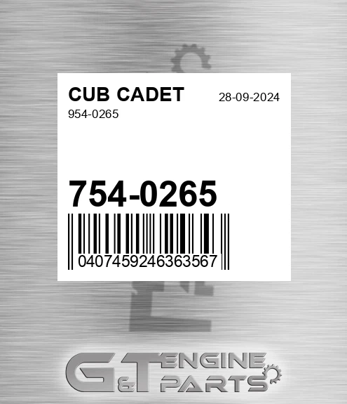 754-0265 954-0265 for CUB CADET