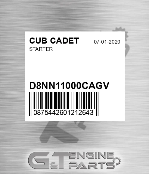 D8NN11000CAGV Starter for CUB CADET
