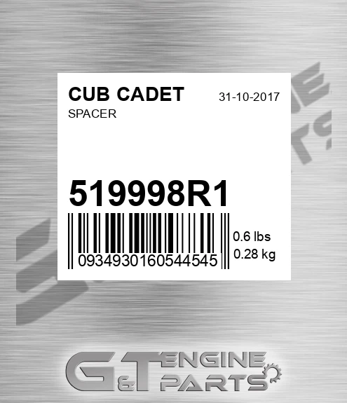 519998R1 Spacer for CUB CADET