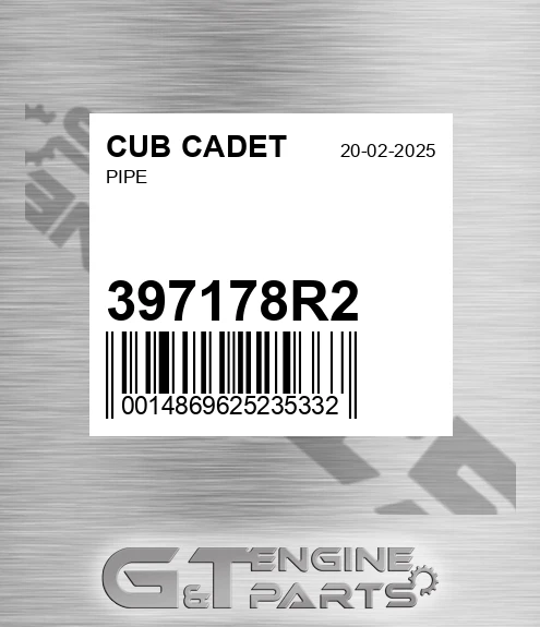 397178R2 Pipe for CUB CADET