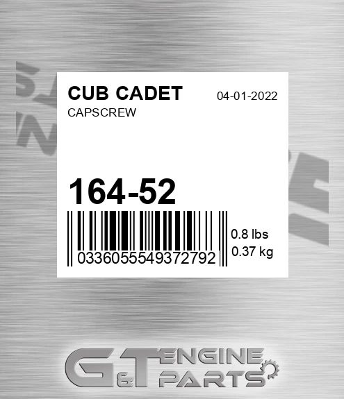 164-52 Capscrew for CUB CADET
