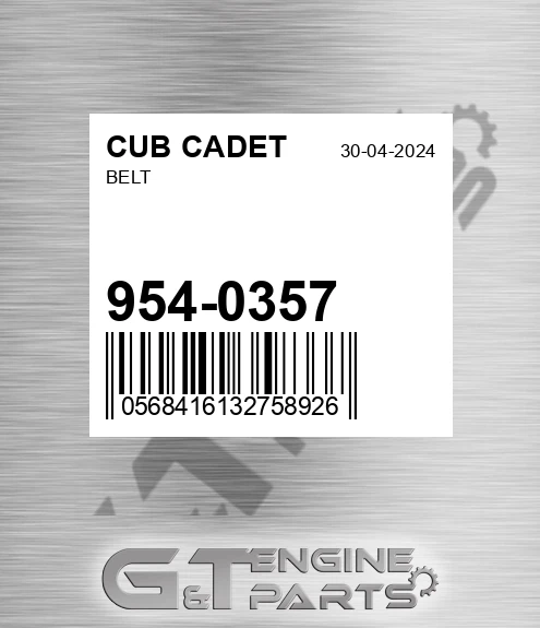 954-0357 Belt for CUB CADET