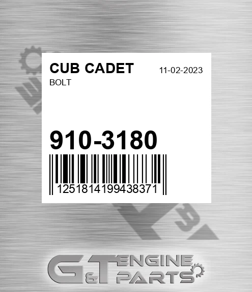 910-3180 Bolt for CUB CADET