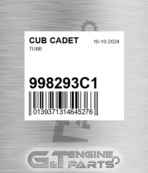 998293C1 Tube for CUB CADET