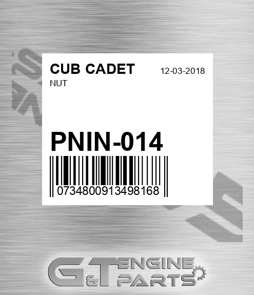 PNIN-014 Nut for CUB CADET