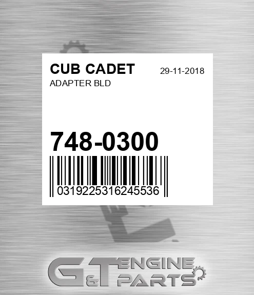 748-0300 Adapter Bld for CUB CADET