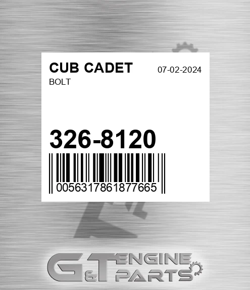 326-8120 Bolt for CUB CADET