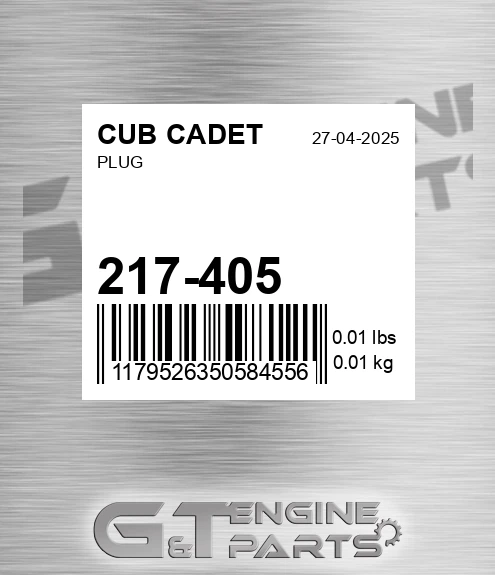 217-405 CUB CADET Plug