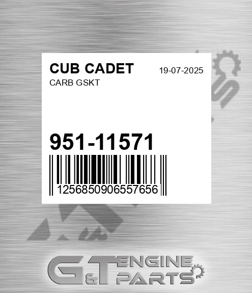 951-11571 Carb Gskt for CUB CADET