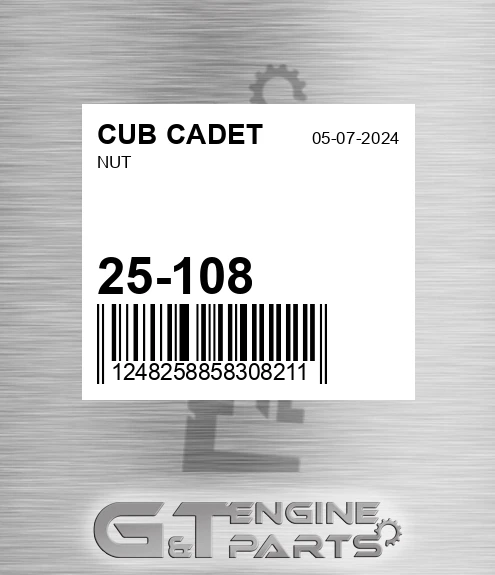 25-108 Nut for CUB CADET