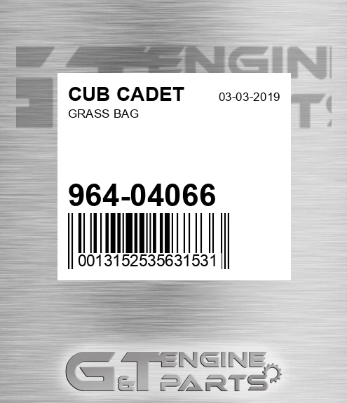 964-04066 Grass Bag for CUB CADET