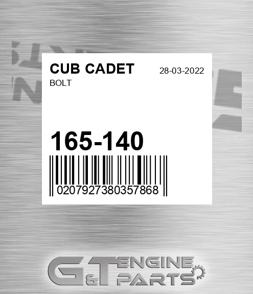 165-140 Bolt for CUB CADET
