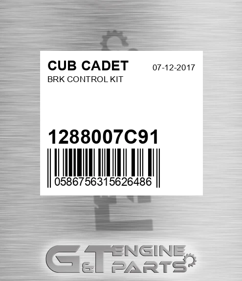 1288007C91 Brk Control Kit for CUB CADET