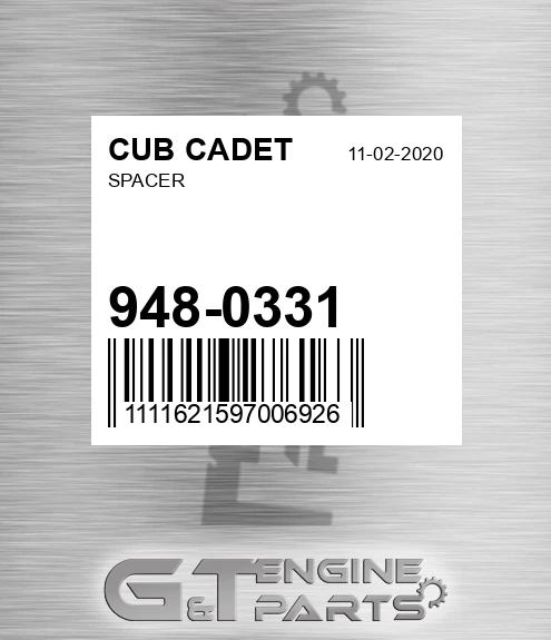 948-0331 Spacer for CUB CADET