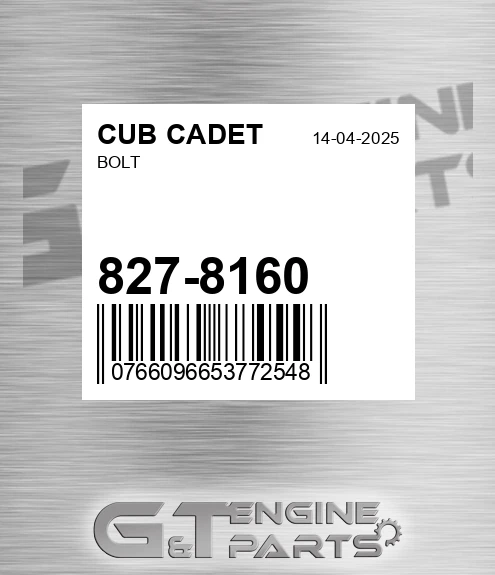 827-8160 Bolt for CUB CADET