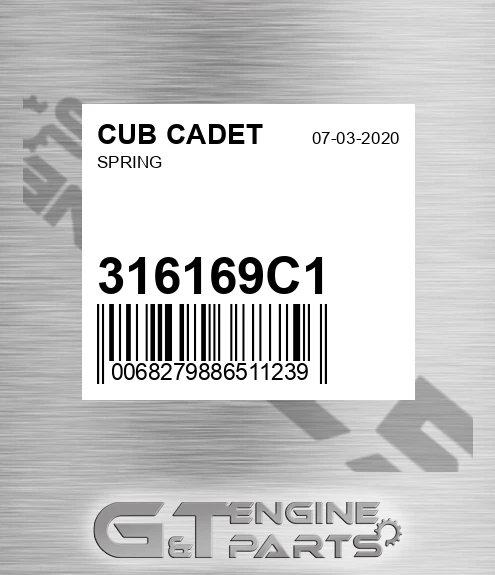 316169C1 Spring for CUB CADET