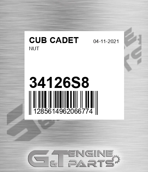 34126S8 Nut for CUB CADET