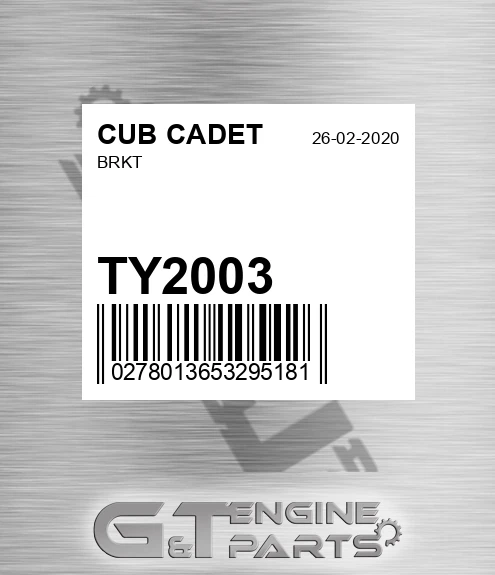 TY2003 CUB CADET Brkt