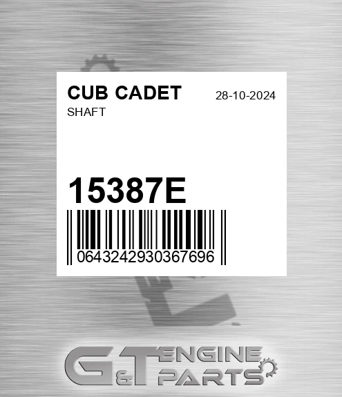 15387E Shaft for CUB CADET