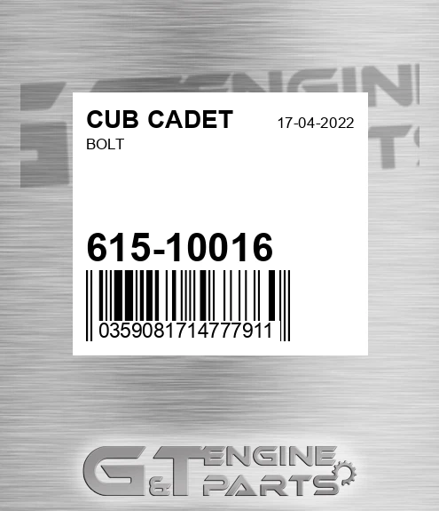 615-10016 Bolt