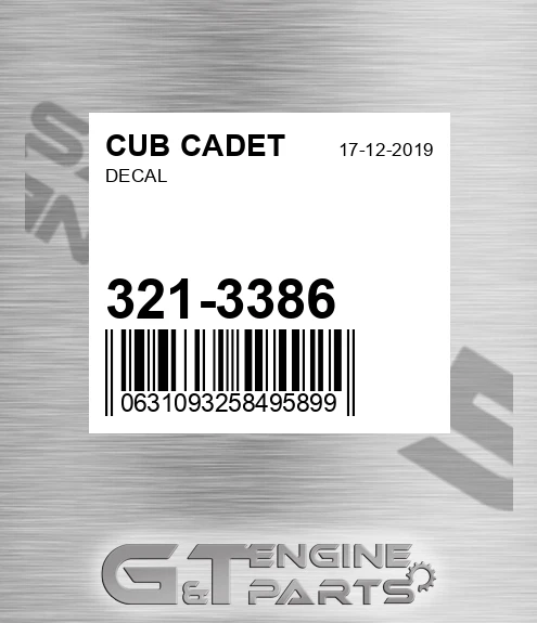 321-3386 Decal for CUB CADET