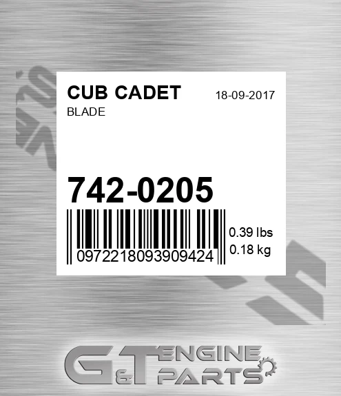 742-0205 Blade for CUB CADET