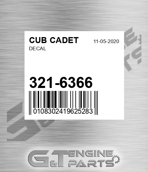 321-6366 Decal for CUB CADET