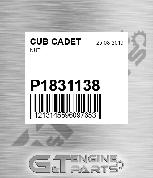 P1831138 Nut for CUB CADET