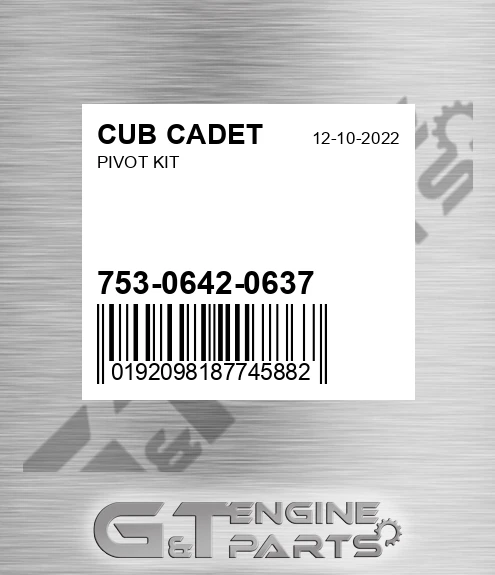 753-0642-0637 Pivot Kit for CUB CADET