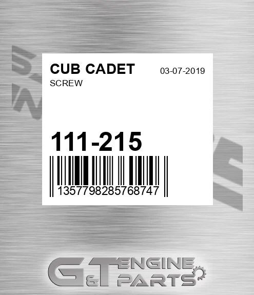 111-215 Screw for CUB CADET