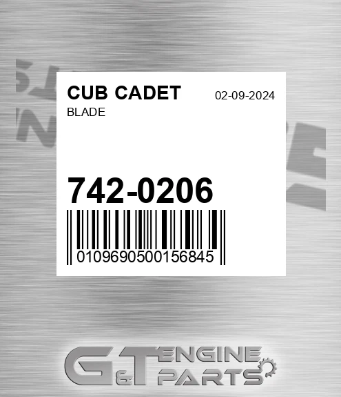 742-0206 Blade for CUB CADET
