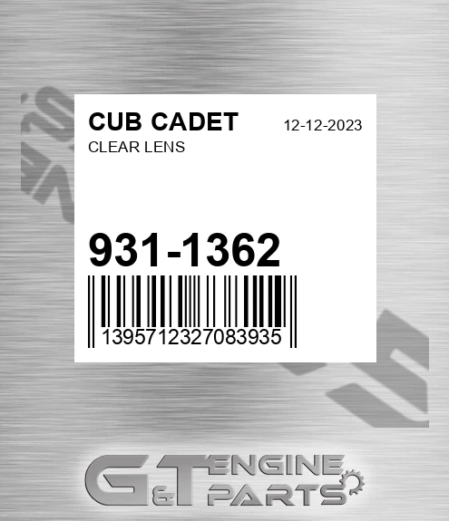 931-1362 Clear Lens for CUB CADET