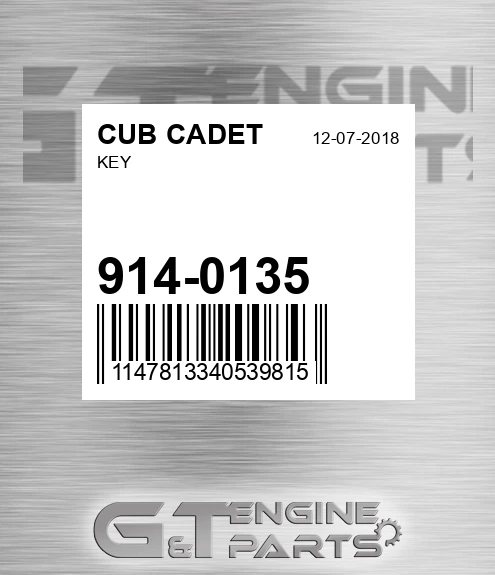 914-0135 Key for CUB CADET