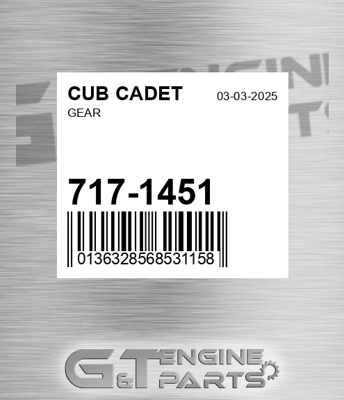 717-1451 Gear for CUB CADET