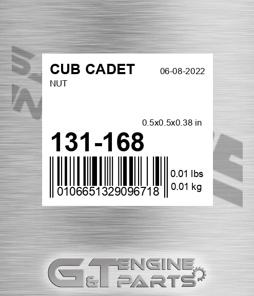 131-168 Nut for CUB CADET
