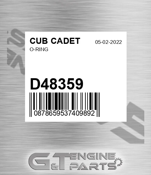 D48359 CUB CADET O-ring