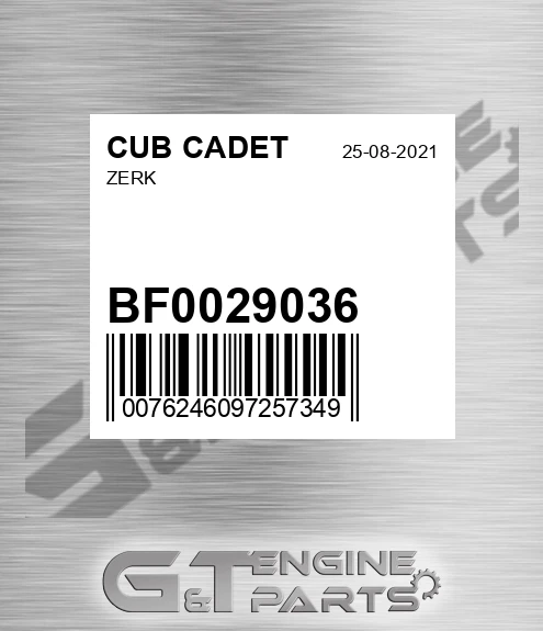 BF0029036 Zerk for CUB CADET