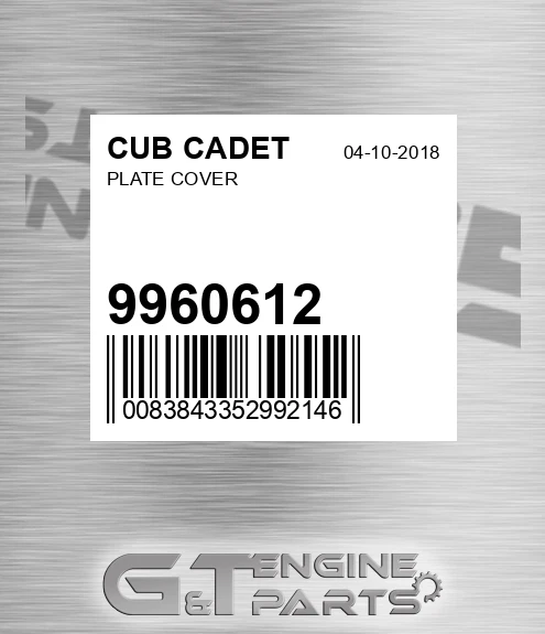 9960612 Plate Cover for CUB CADET