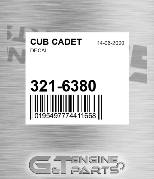 321-6380 Decal for CUB CADET